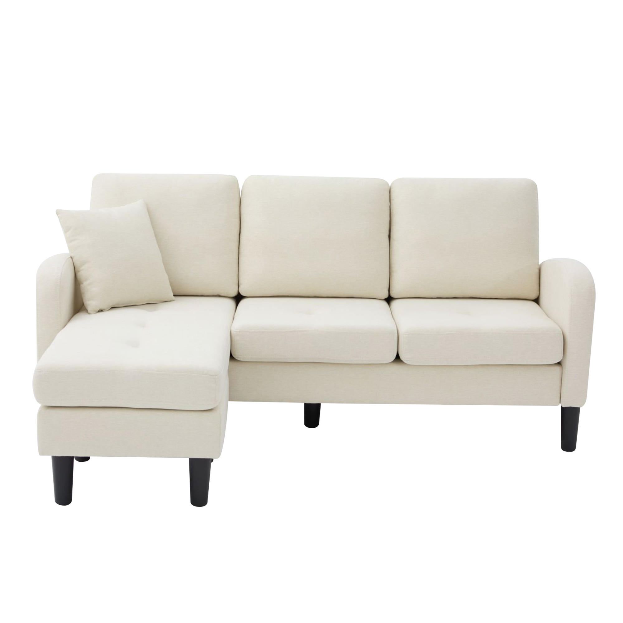 ECKSOFA 166/118/77 cm Hellbeige mit Chaiselongue - Sandfarben, Textil (166/118cm) - Oxeza