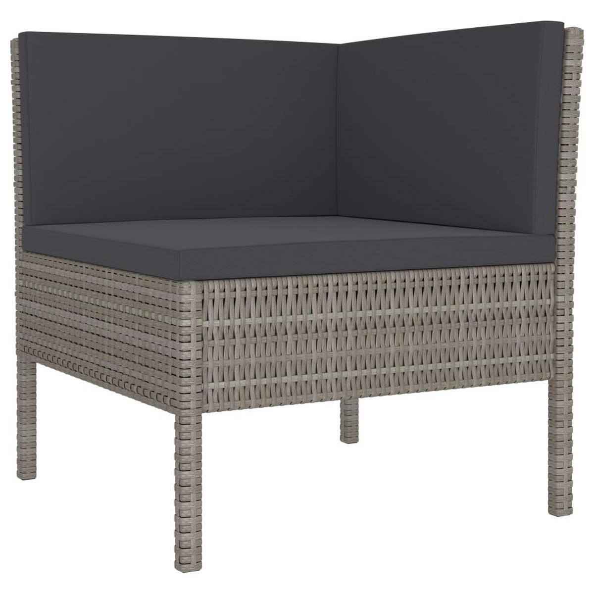 GARTEN-LOUNGE-SET 4-teilig Mit Auflagen Poly Rattan Grau - Anthrazit/Grau, Kunststoff/Textil - vidaXL