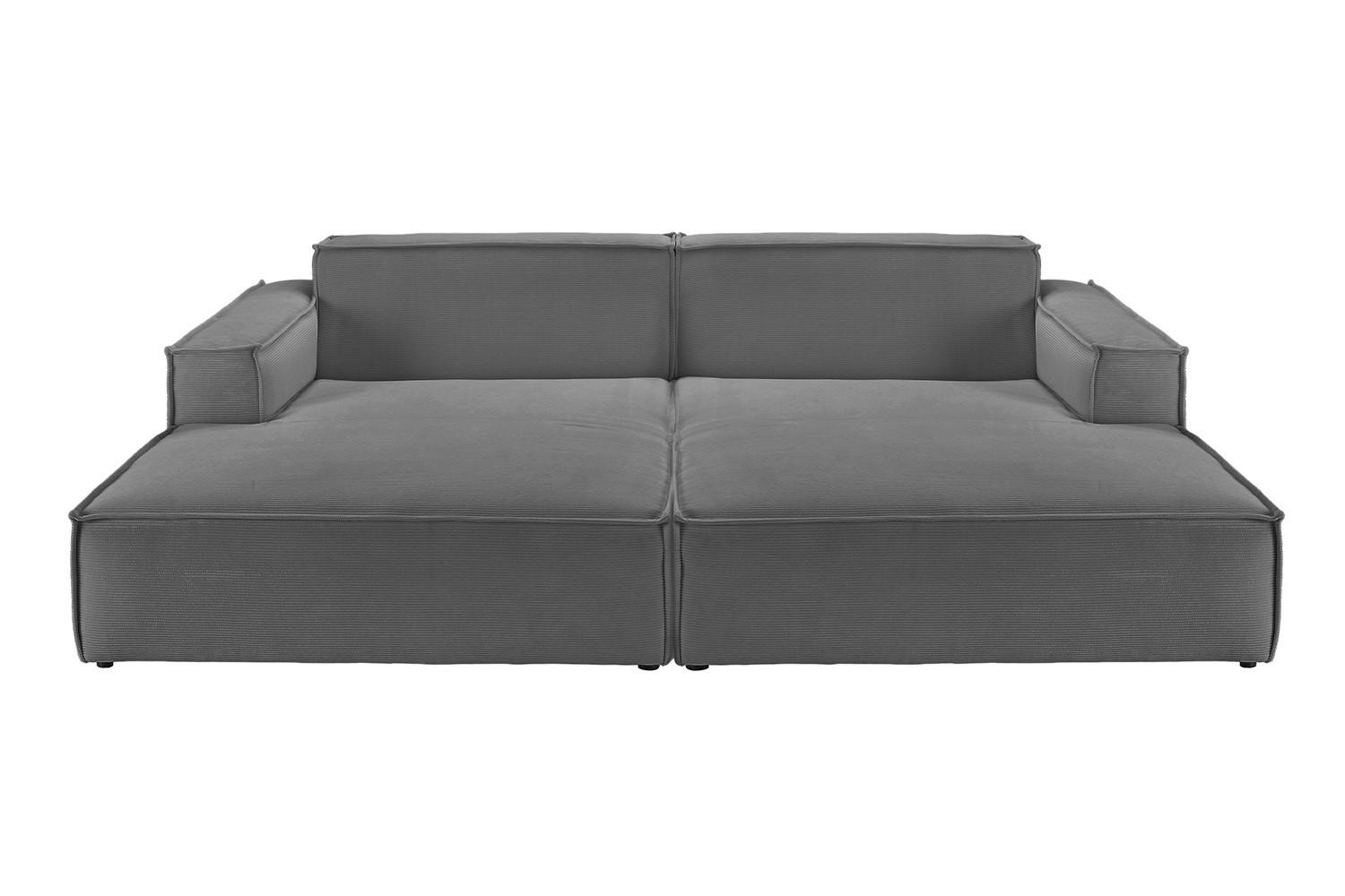 BIG SOFA SAMU Anthrazit Cord - Anthrazit/Schwarz, Textil (256/72/168cm) - KAWOLA