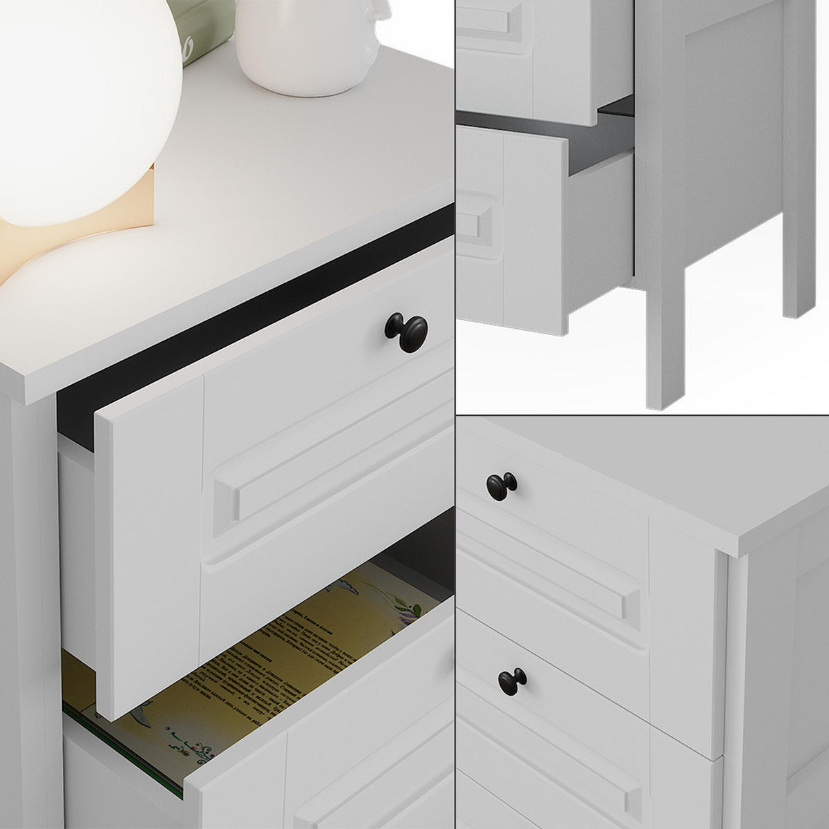 KOMMODE Ajaton Weiß 60 x 88.4 cm - Weiß, Holzwerkstoff (60/88.4/53.4cm) - VitaliSpa