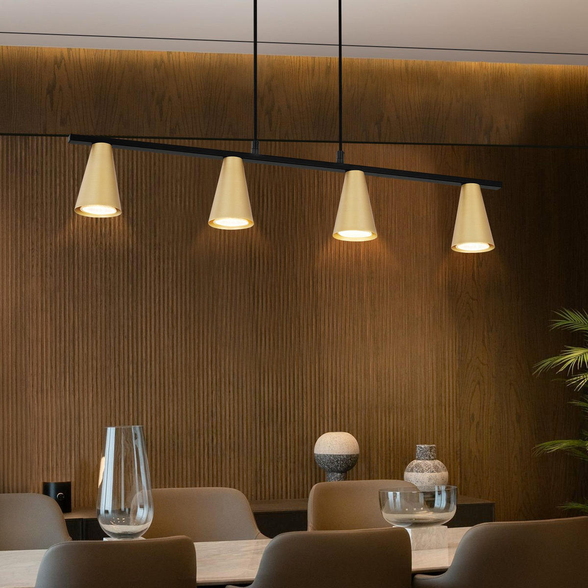 PENDELLEUCHTE Aurora 70/7/160 cm - Goldfarben, Metall (70/7/160cm) - ZMH