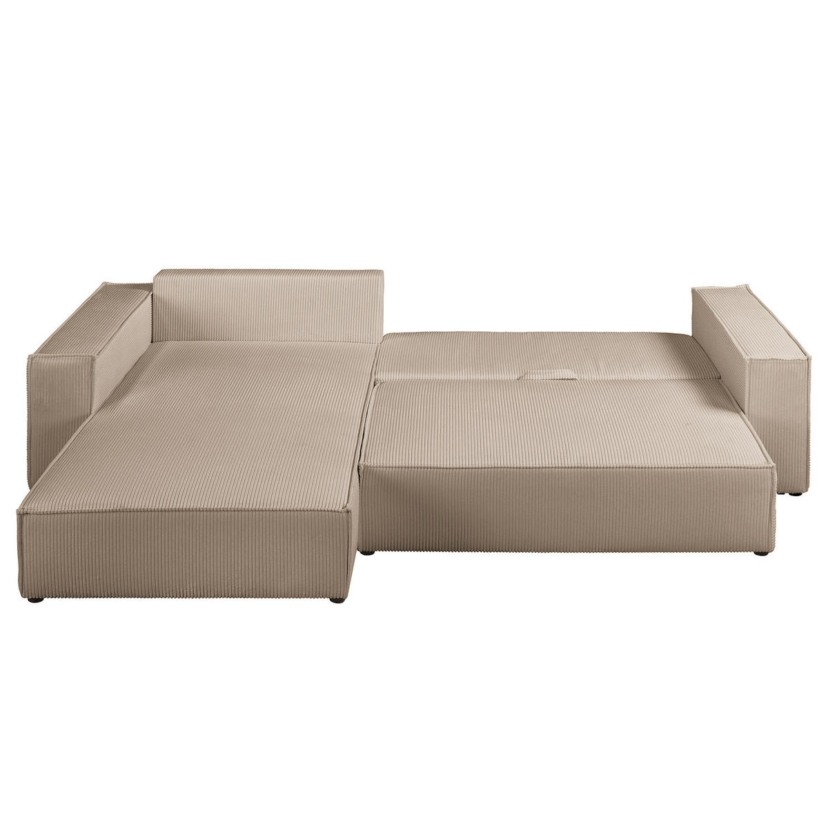 ECKSOFA mit Schlaffunktion - 290 cm - Schwarz/Cappuccino, Kunststoff/Textil (290/185cm) - home24