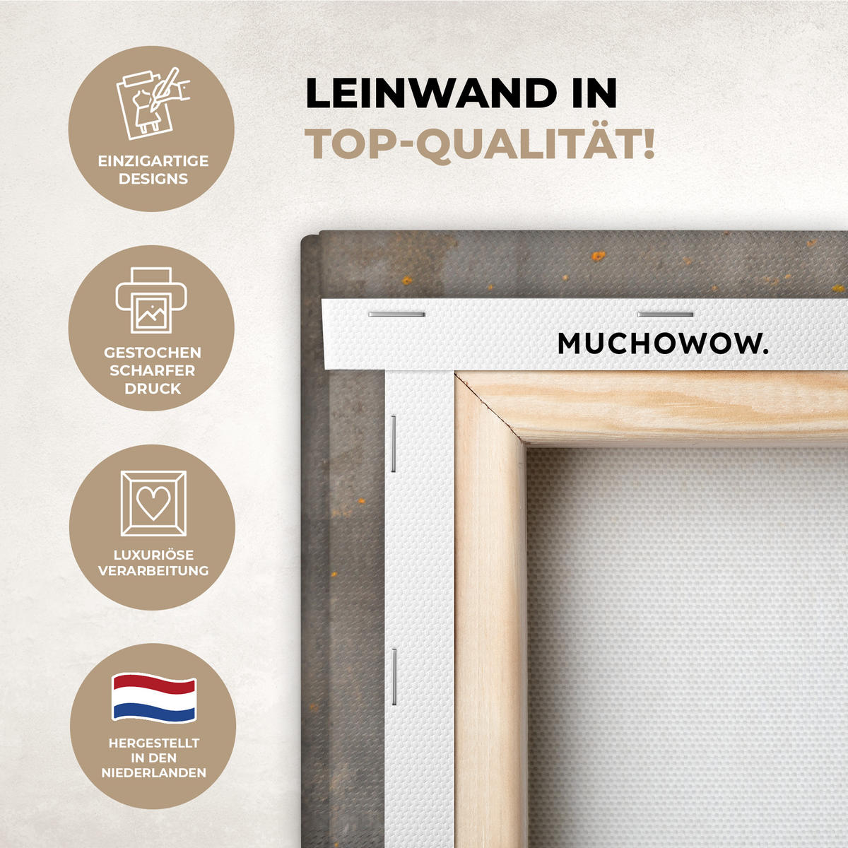 LEINWANDBILD Baum - Blätter - Gold - Abstrakt Deko Groß 90x140 cm - Grau, Textil (90/140cm) - MuchoWow