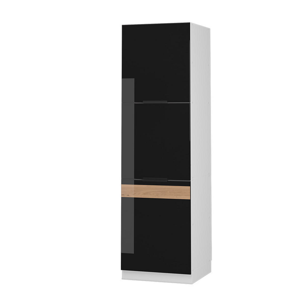 HERDUMBAUSCHRANK Fame-Line Schwarz Eiche hochglanz 60 cm - Schwarz Hochglanz/Schwarz, Holzwerkstoff (60/206.8/58cm) - Vicco