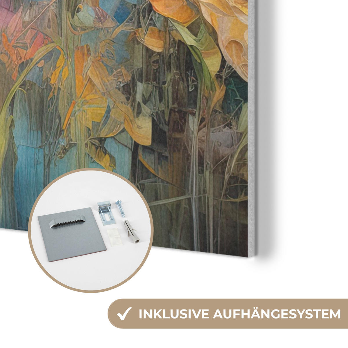 AKUSTIKBILD Blumen - Aquarell - Kunst - Botanisch - Natur Wanddeko 60x90 cm - Orange, Kunststoff (60/90/0.9cm) - MuchoWow