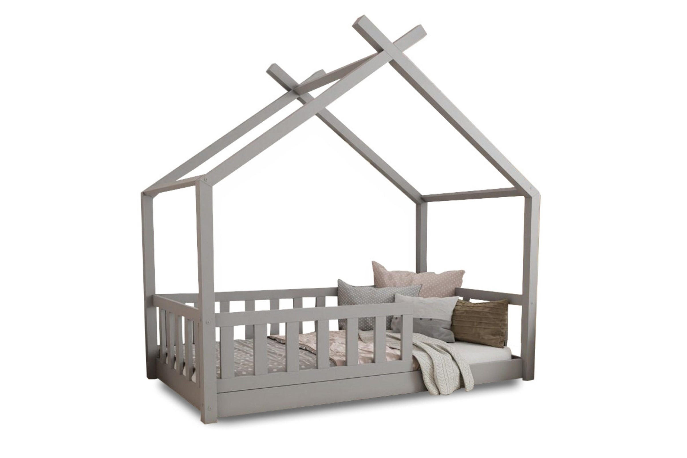 HAUSBETT STAR PLUS 90/200 in Grau - Grau, Holz (90/200cm) - Deine Möbel 24
