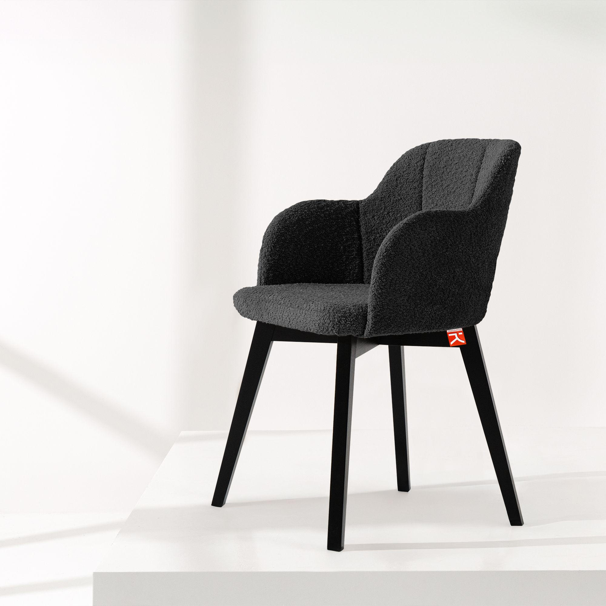 POLSTERSTUHL LONIS Esszimmerstühle 2er Set - Schwarz, Holz/Textil (55/82/54cm) - KONSIMO®