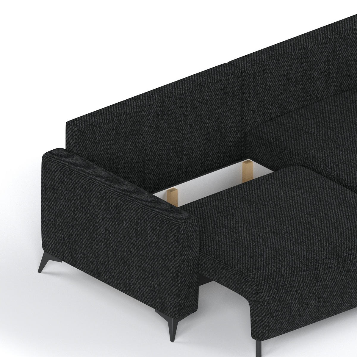 ECKSOFA NUVIO mit Schlaffunktion Schwarz im Neve Stoff - Schwarz, Holz/Holzwerkstoff (239/148cm) - AltaBeds