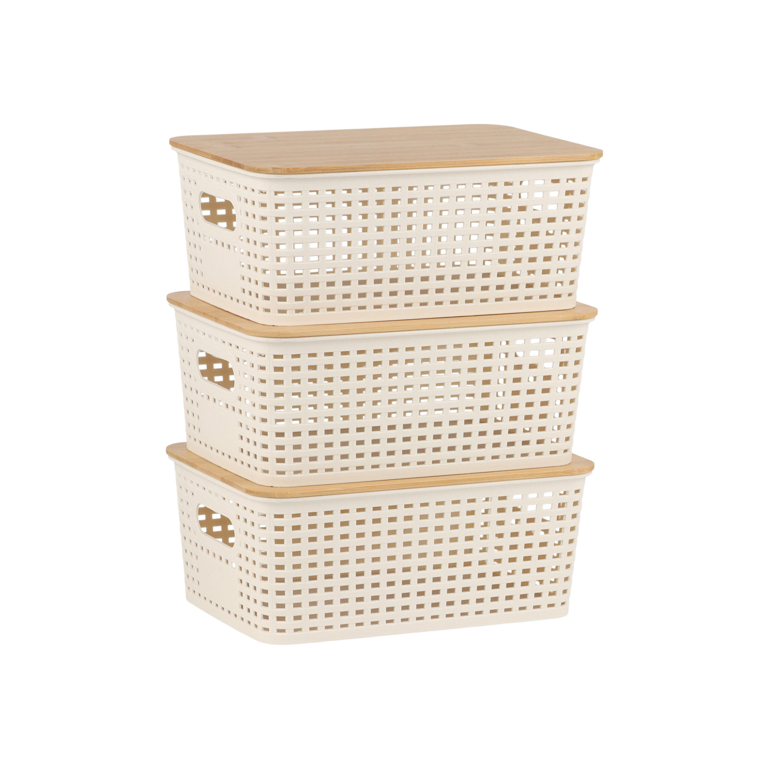 ŠKATLA - bela, umetna masa/les (25.5/10.5/18cm) - Relaxdays