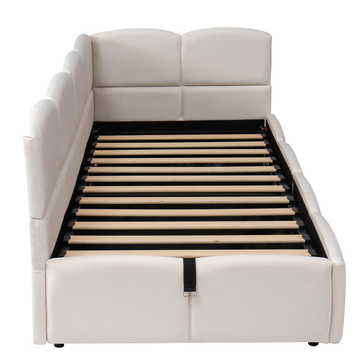 SCHLAFSOFA aus Samt 90x200 cm Beige mit Stauraum, USB-A- und USB-C-Anschlüssen - Beige, Textil (90/200cm) - IVMEU