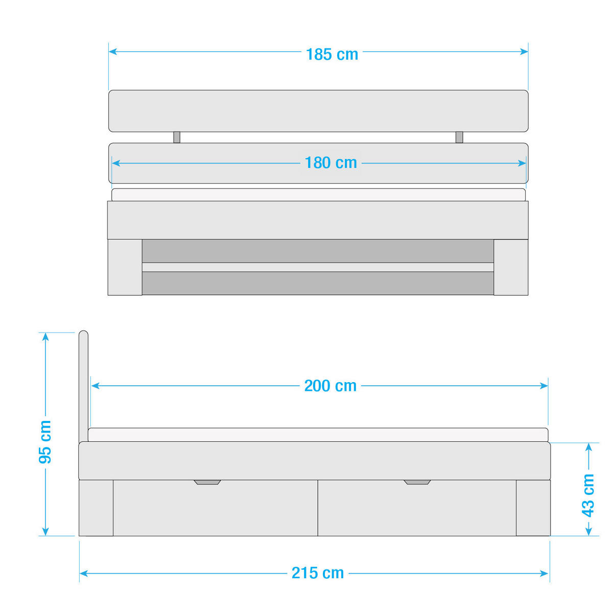 MASSIVHOLZBETT mit Bettkästen - Kernbuche massiv - Kernbuche, Holz (180/200cm) - home24