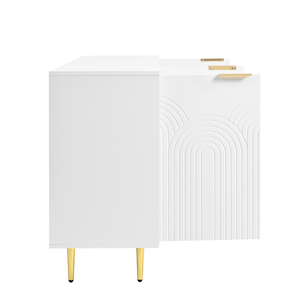 SIDEBOARD Modern mit Strukturfront, 160/40*80cm - Weiß, Holzwerkstoff (160/80/40cm) - Urban Meuble