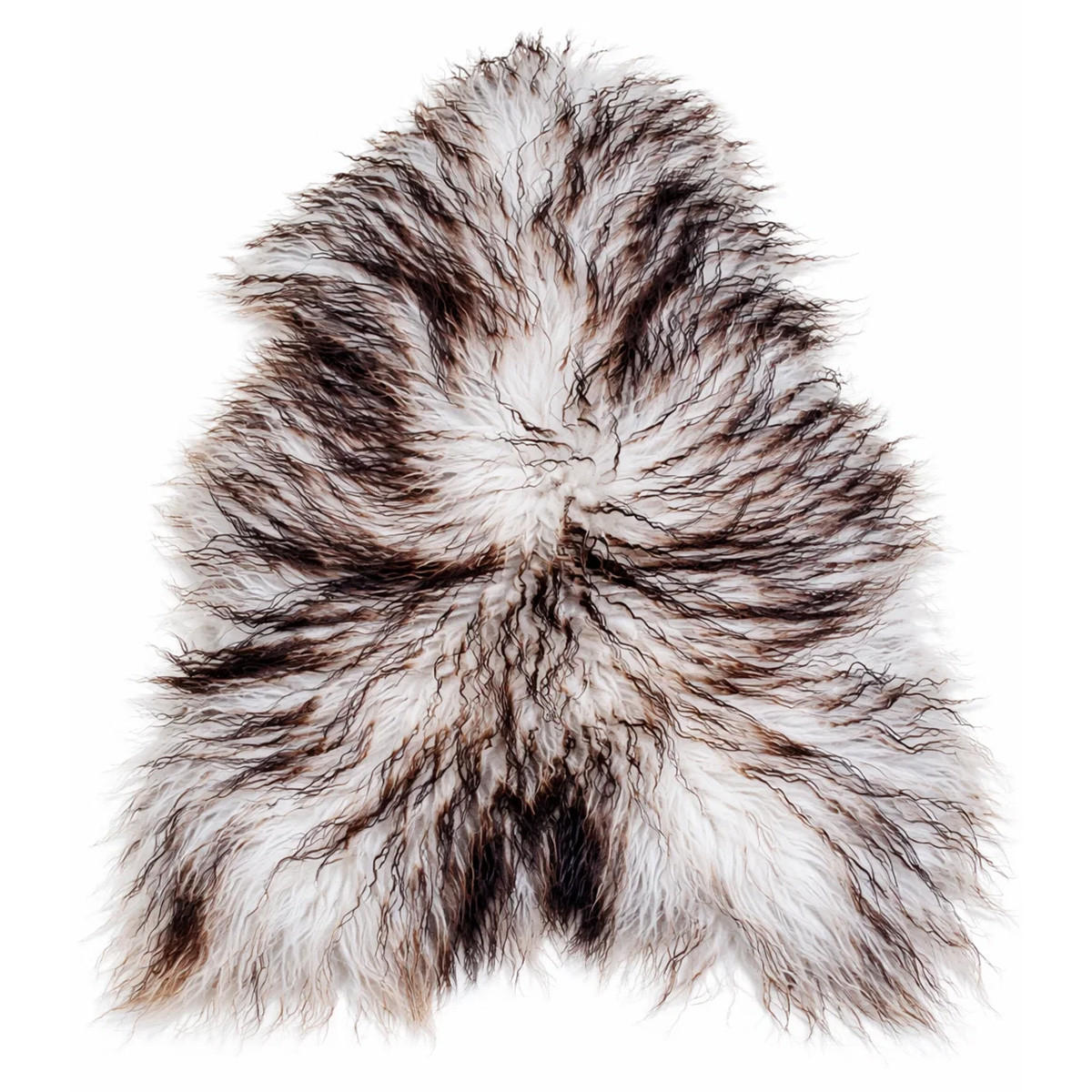 LAMMFELL Island Langhaar natur lockig weich Premium Braun Geflammt ca. 105 cm - Hellbraun, Fell (55/105cm) - Provellus