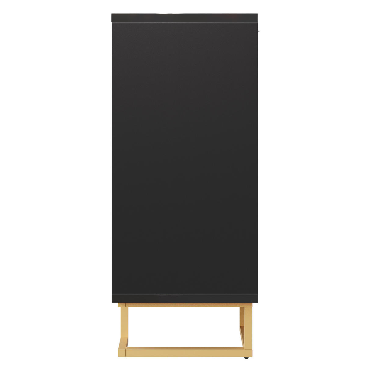 SIDEBOARD Schwarz 152cm Geometrisches Design Gold Griffe Füße - Schwarz, Holzwerkstoff (152/75/40cm) - FLIEKS
