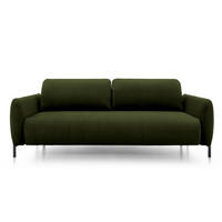 SCHLAFSOFA Neva Olivgrün Velours 234 cm - Schwarz/Olivgrün, Textil/Metall (234/90/100cm) - Selsey