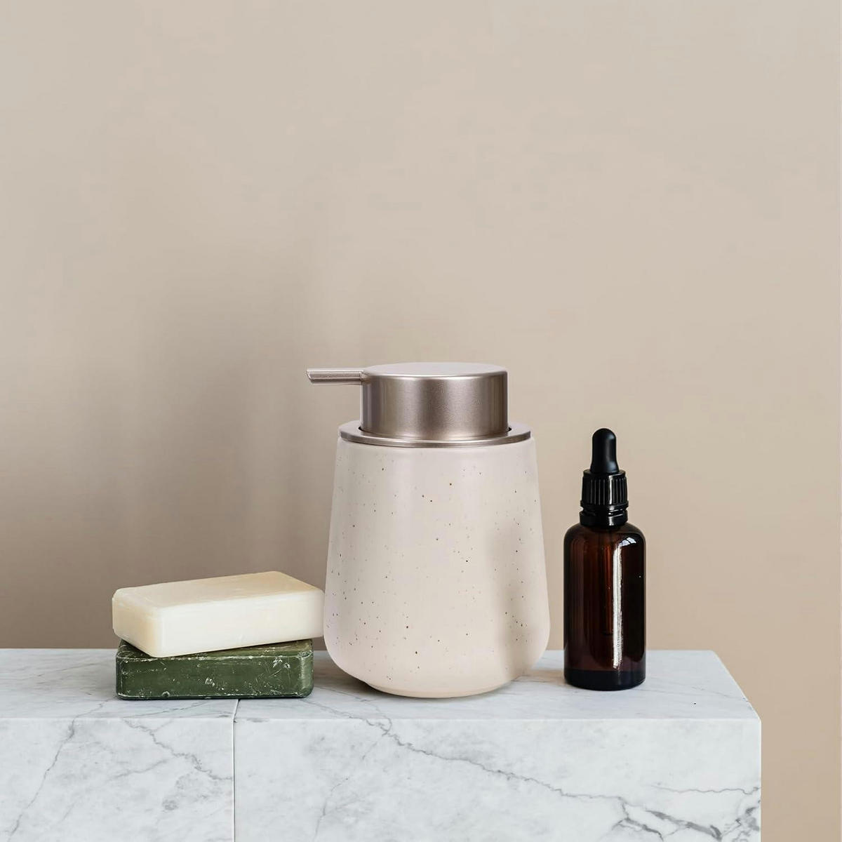 SCHAUMSEIFENSPENDER Keramik Beige 350 ml - Beige, Keramik (9/12/9cm)