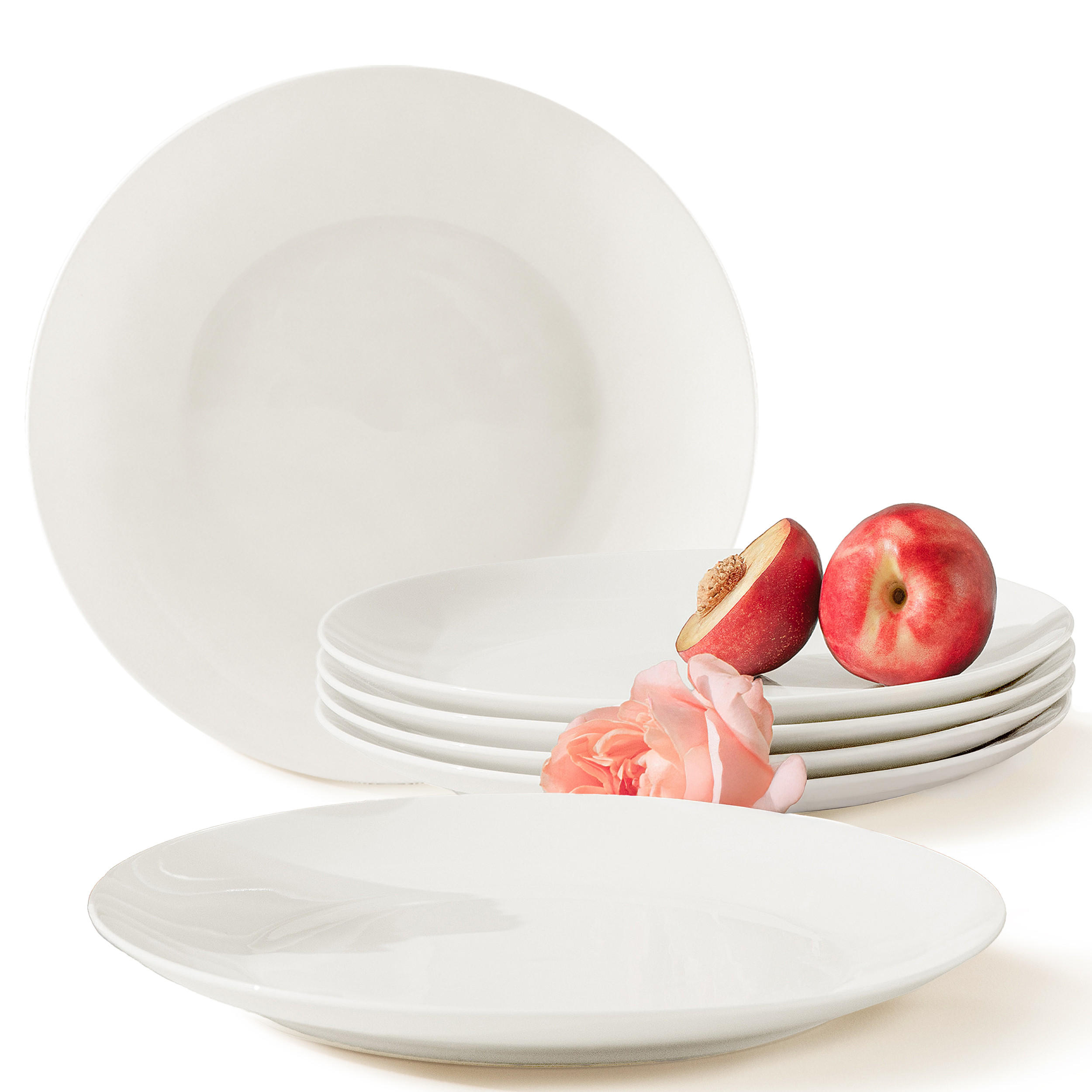 TELLER-SET SPEISETELLERSET AD BELLA 6-tlg ,Porzellan, ecru - Ecru, Keramik (26cm) - KONSIMO®