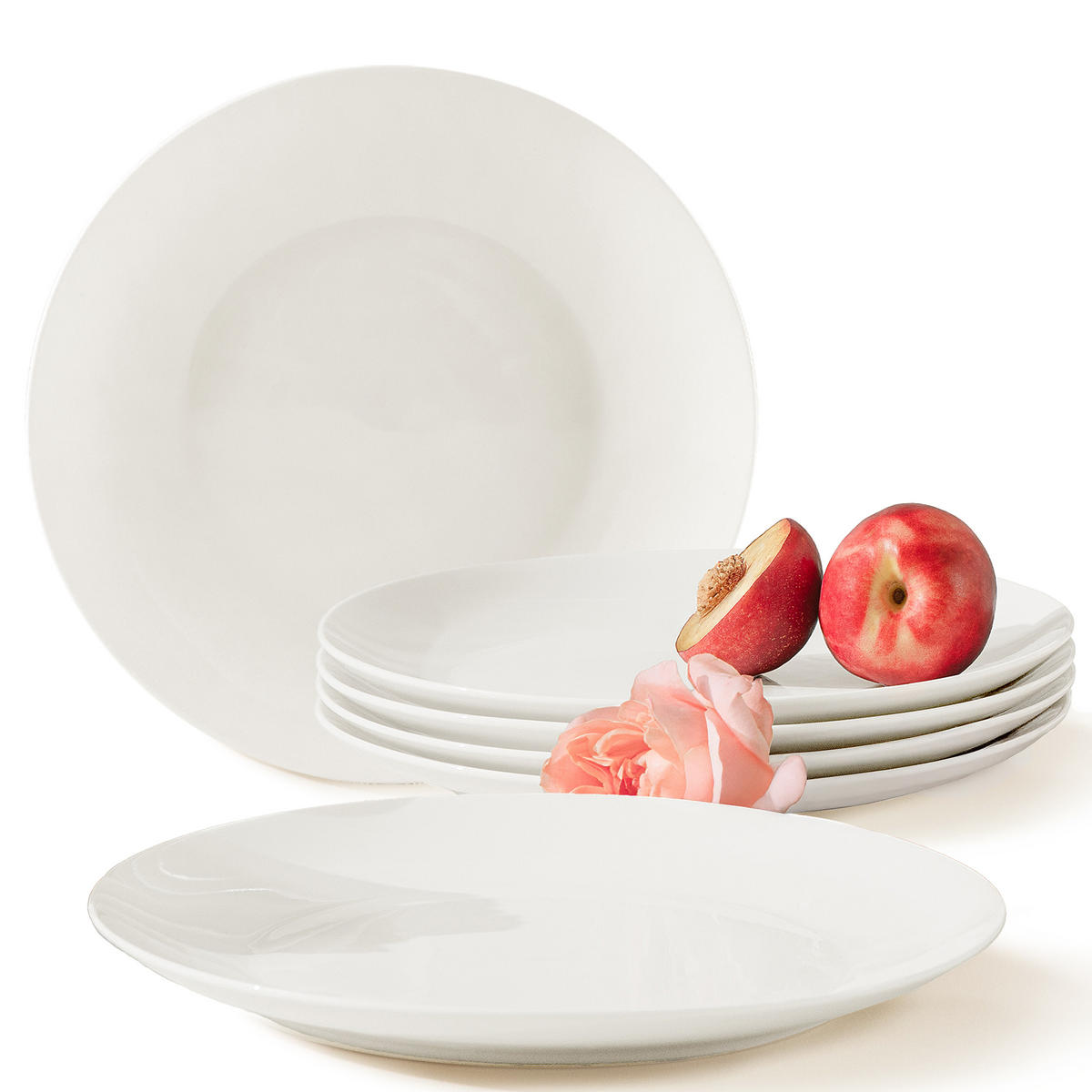 TELLER-SET SPEISETELLERSET AD BELLA 6-tlg ,Porzellan, ecru - Ecru, Keramik (26cm) - KONSIMO®