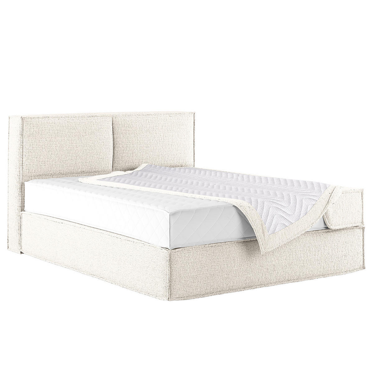 BOXSPRINGBETT mit Kopfteil - Premium - Weiß, Textil (160/200cm) - home24