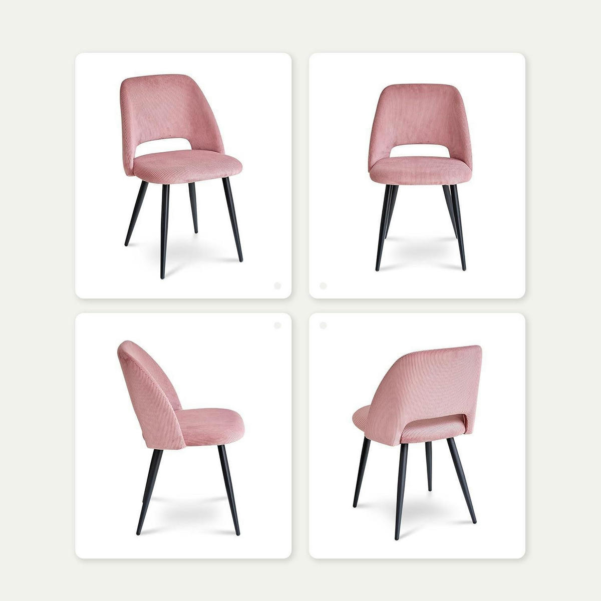 ESSZIMMERSTUHL 6er-Set Cord Rosa - Rosa, Textil (43/80/45cm)