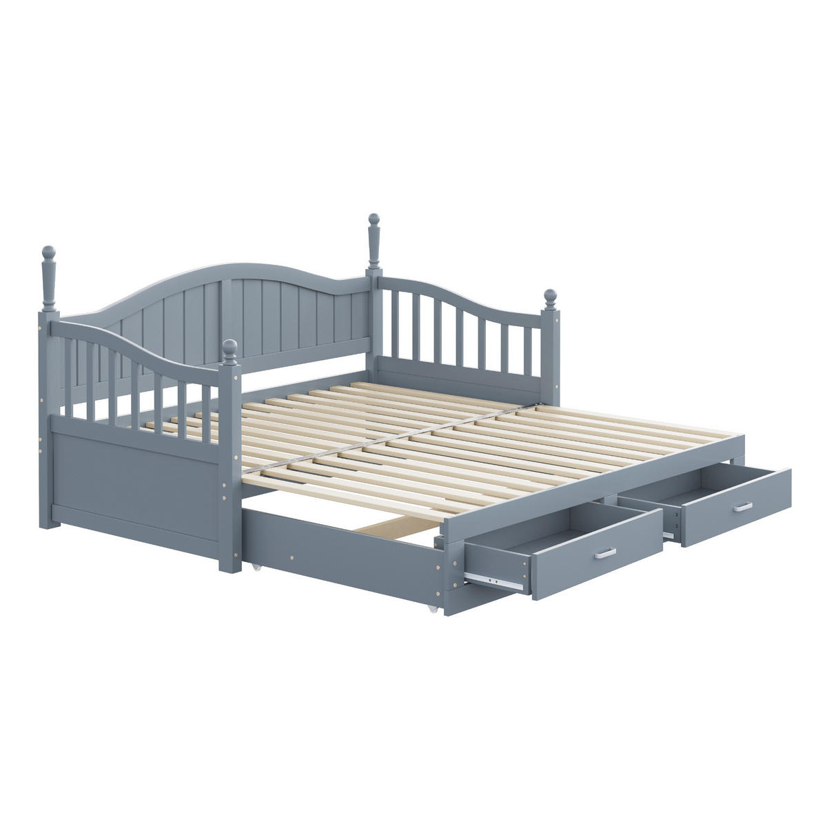 SCHLAFSOFA 90/190 cm ausziehbar mit 2 Schubladen und Lattenrost, Grau - Grau, Holzwerkstoff (97/95/197cm) - Redom