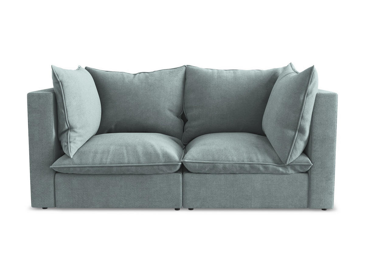 2-SITZER SOFA Strukturstoff Blau - Pastellblau/Schwarz, Holzwerkstoff/Kunststoff (180/77/90cm) - Makamii
