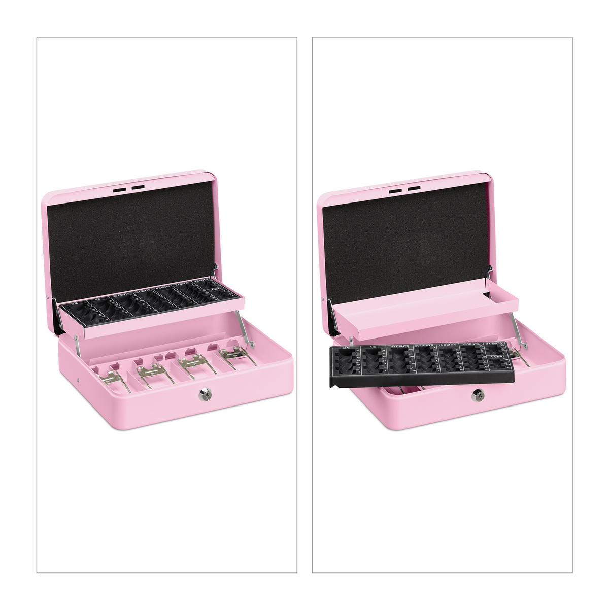 POKLADNIČKA na mince Euro - ružová, kov/plast (30.5/8.5/24.5cm) - Relaxdays