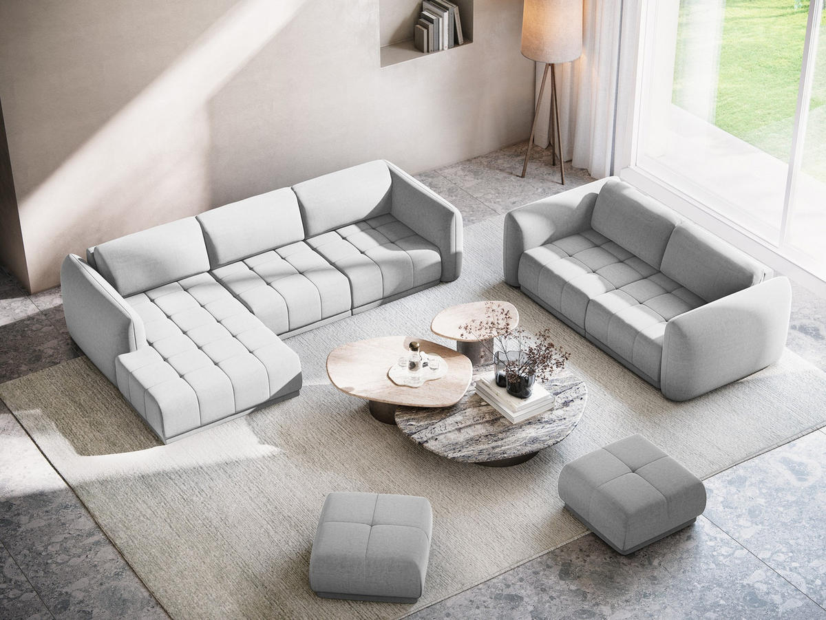 ECKSOFA Links Samt Stoff Grau - Schwarz/Grau, Kunststoff/Textil (170/290cm) - Makamii