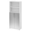 REGALSCHRANK - 5 Ordnerhöhen 35/80/188 cm in Weiß/Silberfarben - Silberfarben/Weiß, Holzwerkstoff (80/188/35cm) - bümö