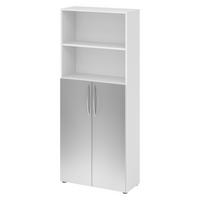 REGALSCHRANK - 5 Ordnerhöhen 35/80/188 cm in Weiß/Silberfarben - Silberfarben/Weiß, Holzwerkstoff (80/188/35cm) - bümö