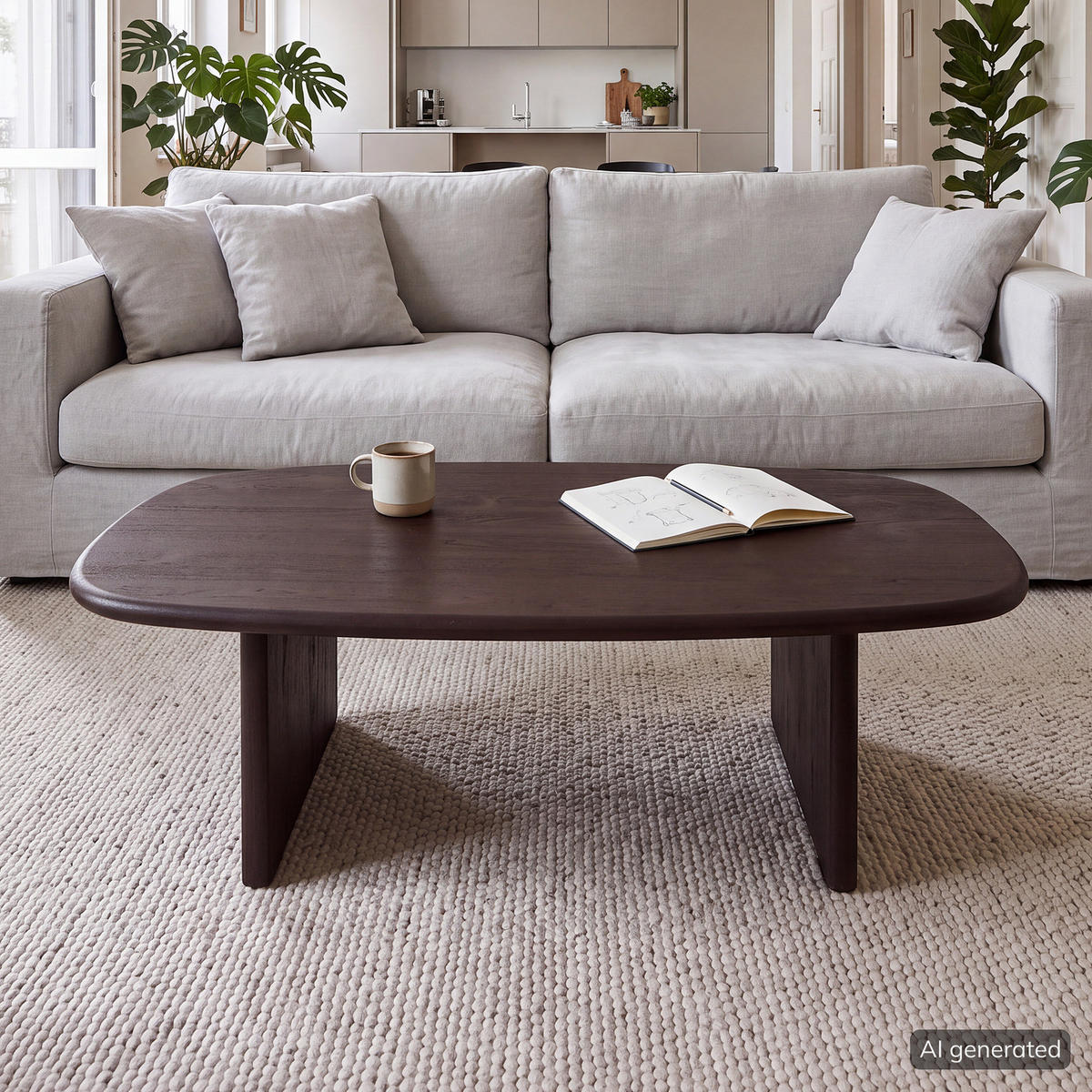 MASSIVER COUCHTISCH - Akazie Schwarz - Schwarz, Holz (70/110/33cm) - home24