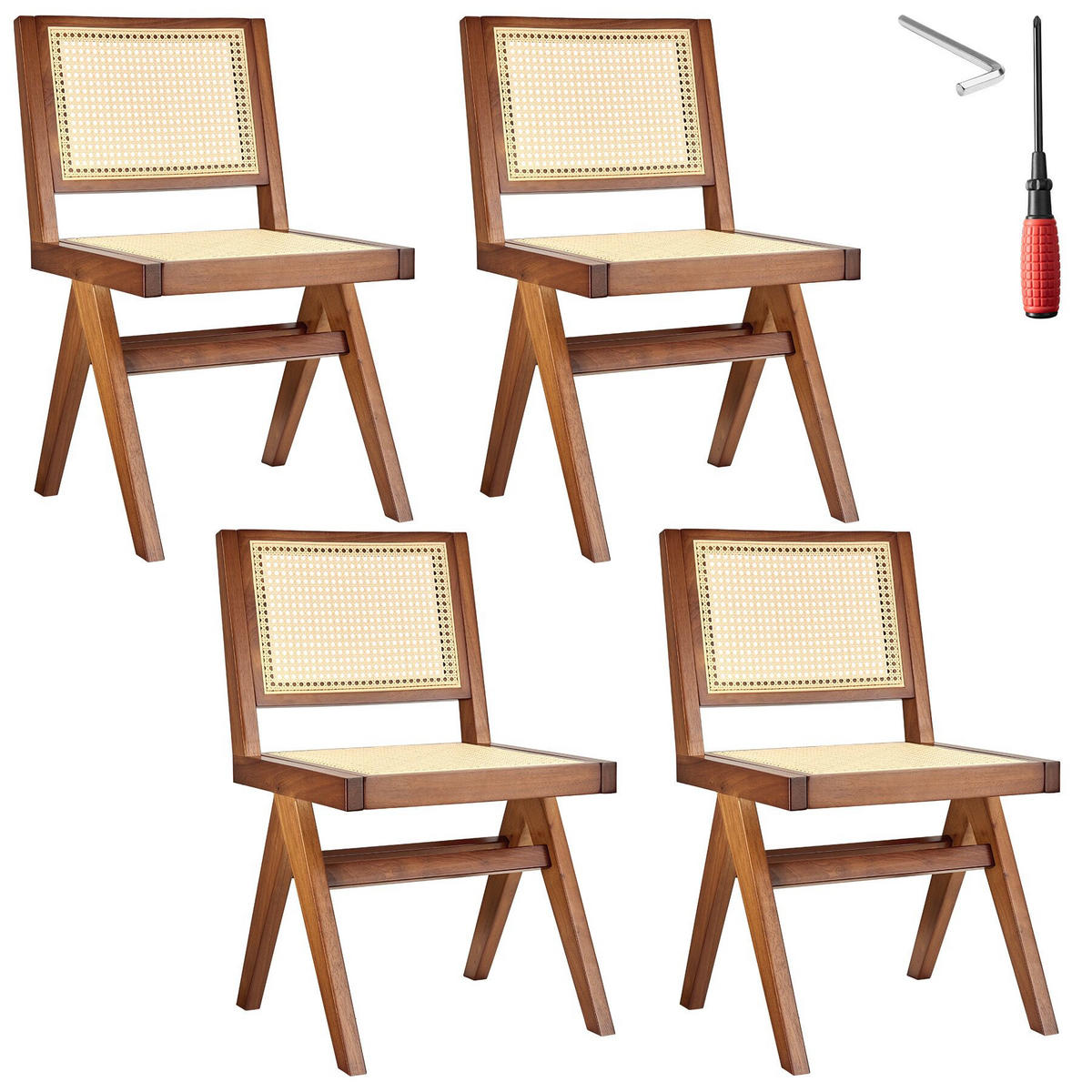 HOLZSTUHL 4er Set Lissy,48,5 x 53,5 x 83 cm, Belastbarkeit 120 kg,Eiche dunkel - Wildeiche, Holz (48.5/83/53.5cm) - tectake