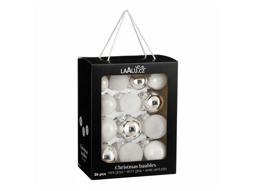 WEIHNACHTSKUGEL-SET silber 26 Stück, 7 cm, Glas - Silberfarben, Glas (30/30/50cm) - LAALU