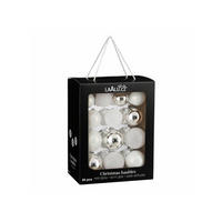 WEIHNACHTSKUGEL-SET silber 26 Stück, 7 cm, Glas - Silberfarben, Glas (30/30/50cm) - LAALU