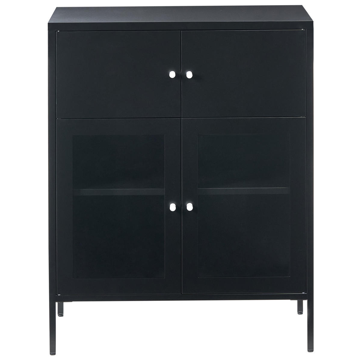 SIDEBOARD se skleněnými dveřmi Kov 80 cm Černý Esholt - černá, kov (80/102/40cm) - Beliani