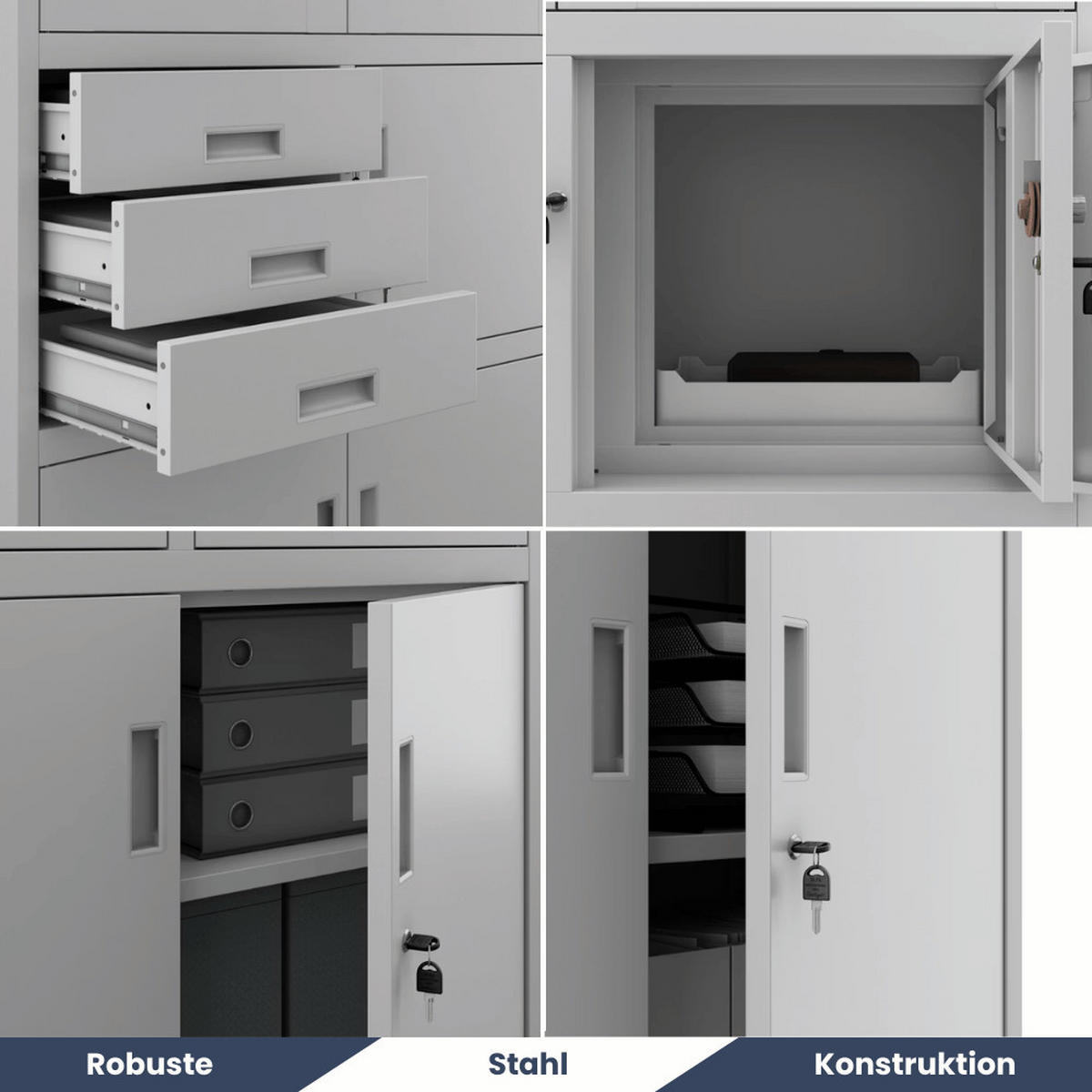 AKTENSCHRANK abschließbar GEDO mit Tresor 185x90x40cm Grau - Grau, Metall (90/185/40cm) - DELUKE