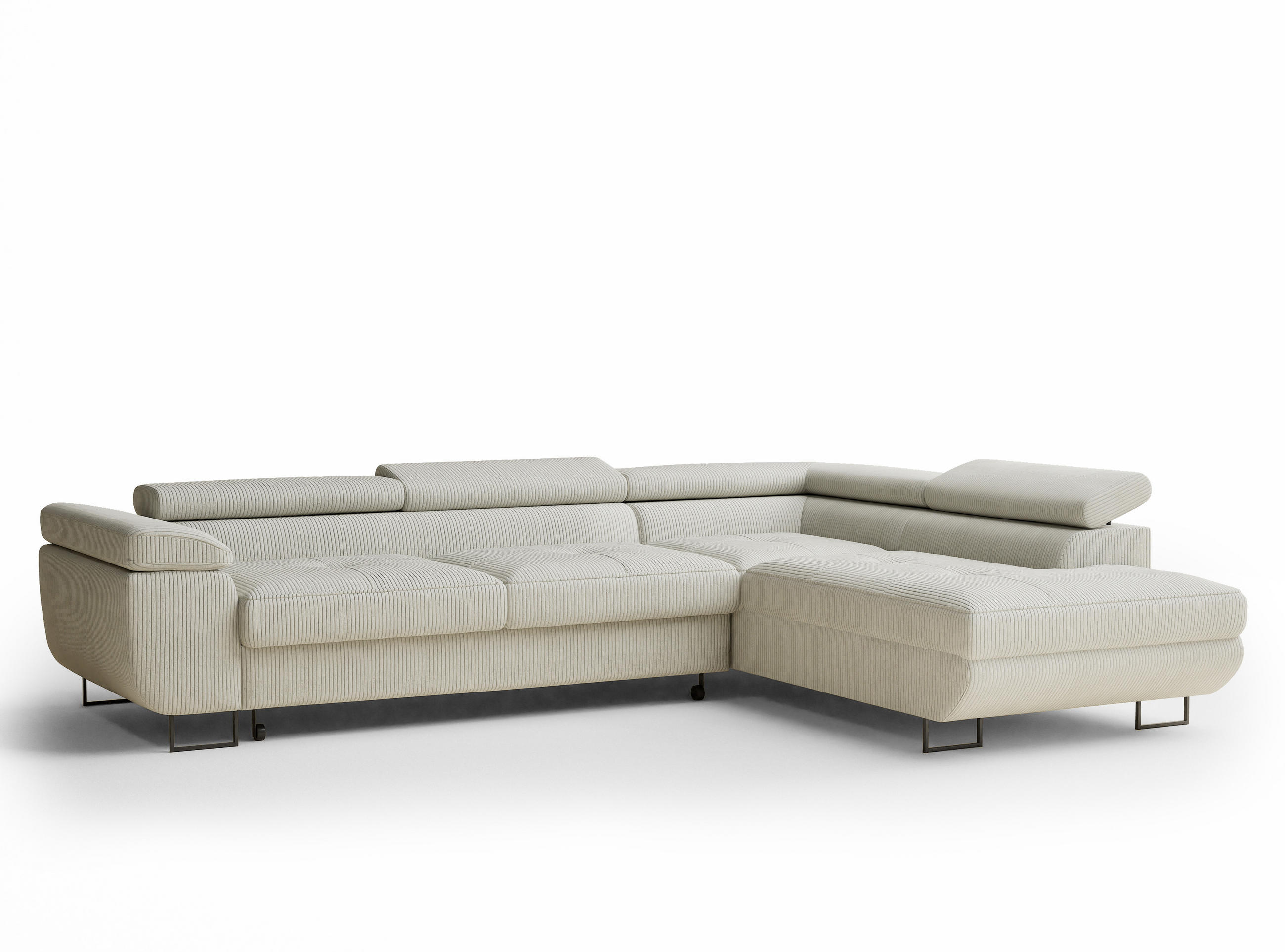 ECKSOFA MIT SCHLAFFUNKTION Concord Creme Samtstoff - Creme/Schwarz, Holz/Holzwerkstoff (277/203cm) - Maison de Reve
