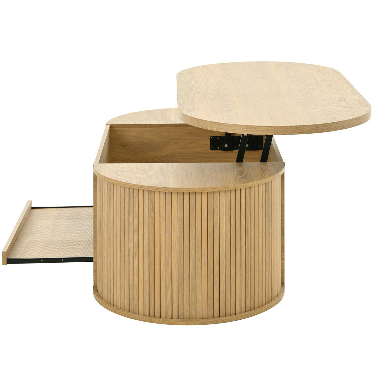 COUCHTISCH 110/55,5/40 cm höhenverstellbar mit Stauraum und ausziehbarer Ablage aus MDF, Natur - Naturfarben, Holzwerkstoff (110/55.5/40cm) - Modfu