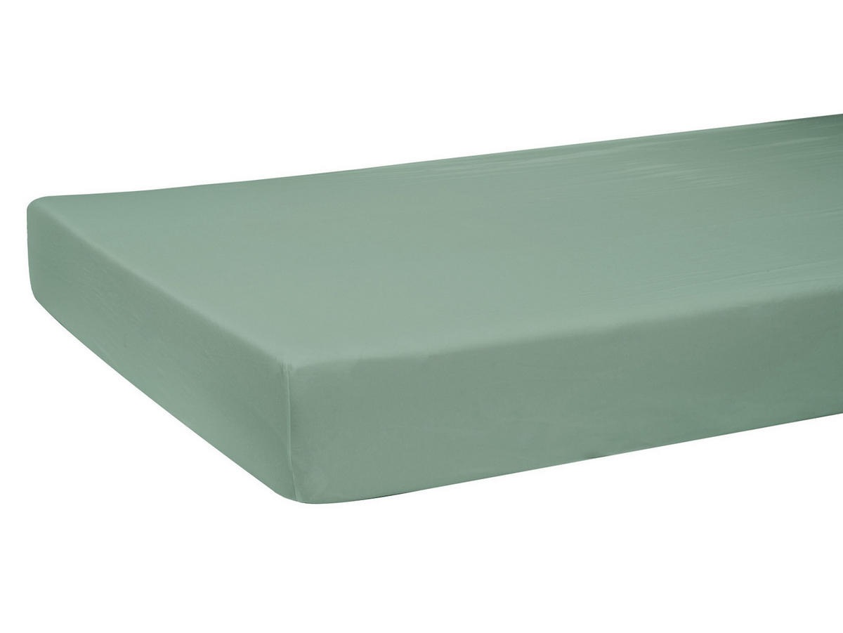 SPANNBETTLAKEN BasicSoft Baumwoll-Jersey mit Elasthan natural-grün 140-160/200 cm - Salbeigrün, Textil (140/200cm) - beties Heimtextil