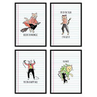 POSTER Set mit 4 Blättern in Packung 1 originalen Tarotkarten A4 Schwarzer Rahmen - Schwarz, Papier (29.7/3cm) - Nacnic