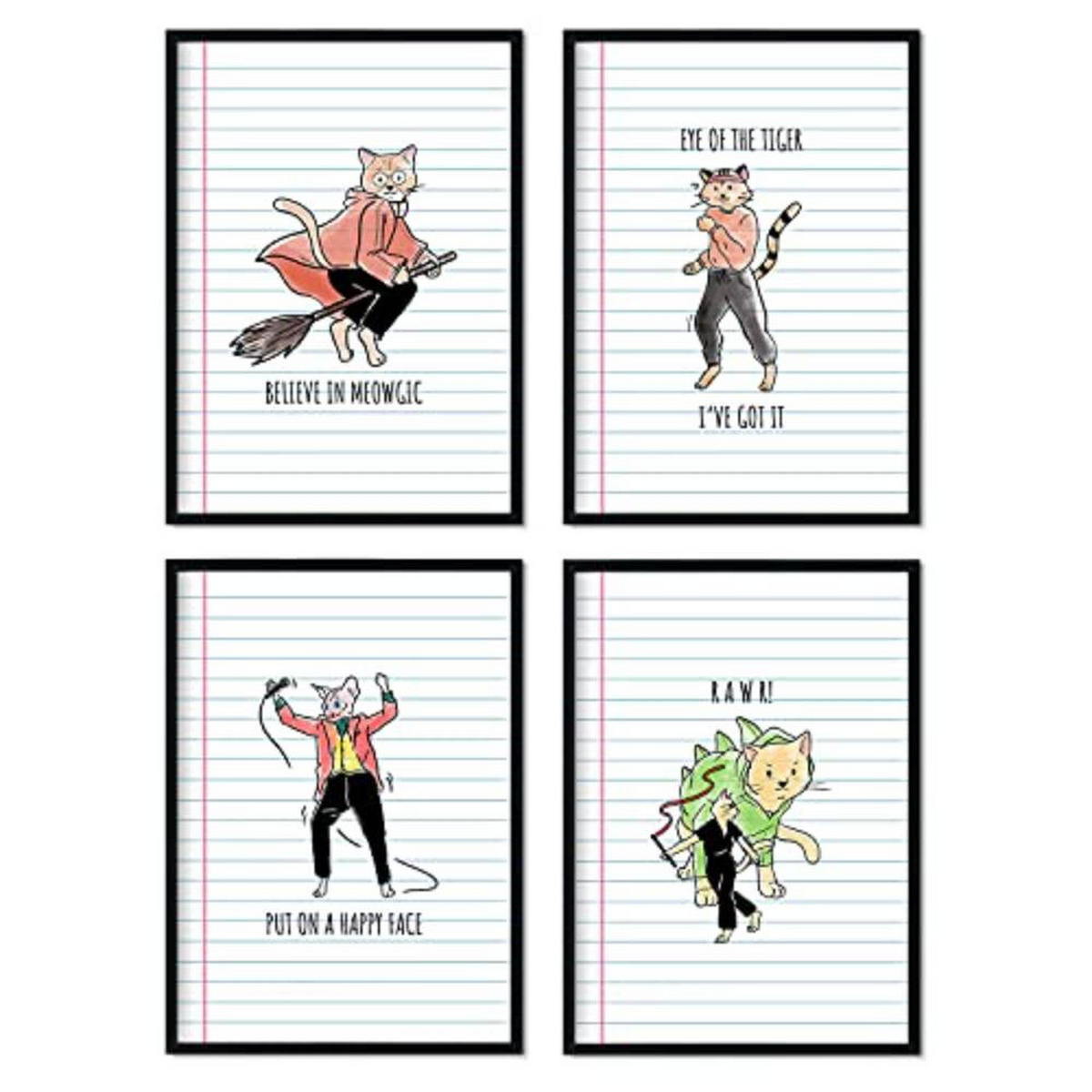 POSTER Set mit 4 Blättern in Packung 1 originalen Tarotkarten A4 Schwarzer Rahmen - Schwarz, Papier (29.7/3cm) - Nacnic