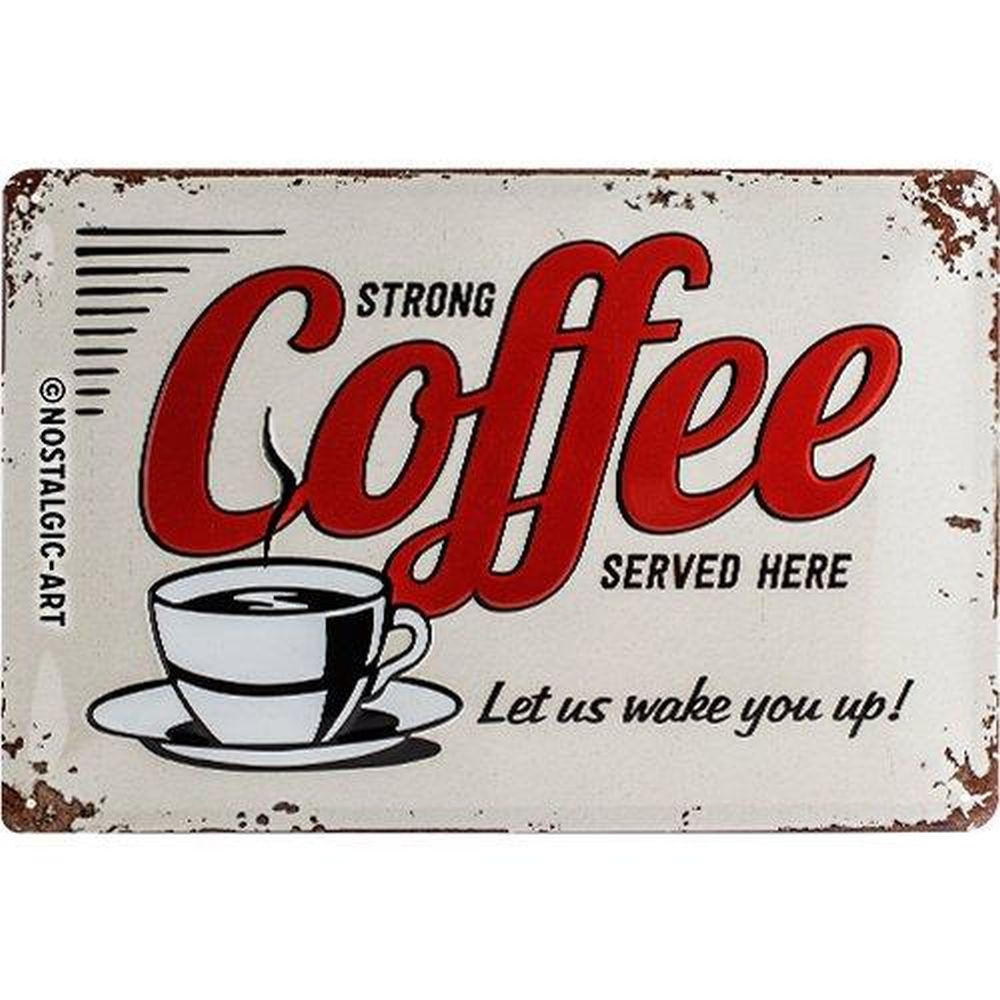 BLECHSCHILD 20/30 cm USA Strong Coffee Served Here - Multicolor, Metall (30/20/0.2cm) - Nostalgic-Art