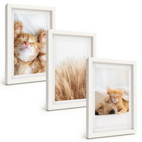 BILDER SET 3er Set - 20x30 cm Weißer Rahmen - Niedliche Tiere, Katzen, Hunde, Boho-Stil - Weiß, Kunststoff (20/30cm) - TULUP