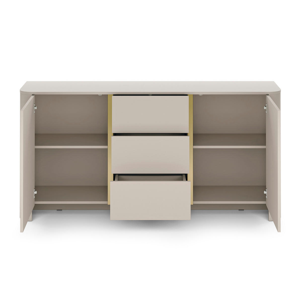 SIDEBOARD AMOS KOM2-2D3S Abgerundeter Korpus, Kaschmir - Kaschmir, Holzwerkstoff/Kunststoff (168/84/39cm) - Komodee