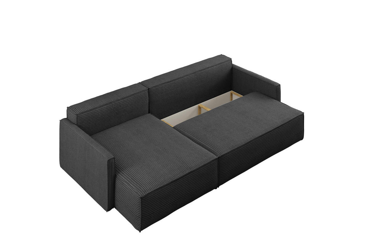 SCHLAFSOFA Carlos, Ecksofa L-Form mit schlaffunktion und bettkasten Stoff Poso Graphit Links - Graphitfarben, Holz (142/83/250cm) - Kaiser Möbel