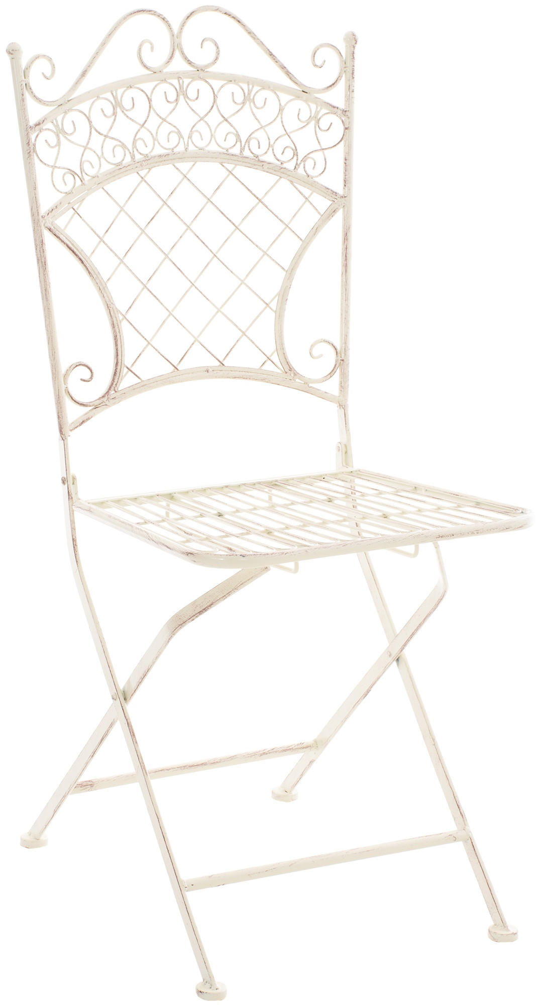 GARTENKLAPPSTUHL Metall Antik-Creme - Creme, Metall (42/94/40cm) - CLP