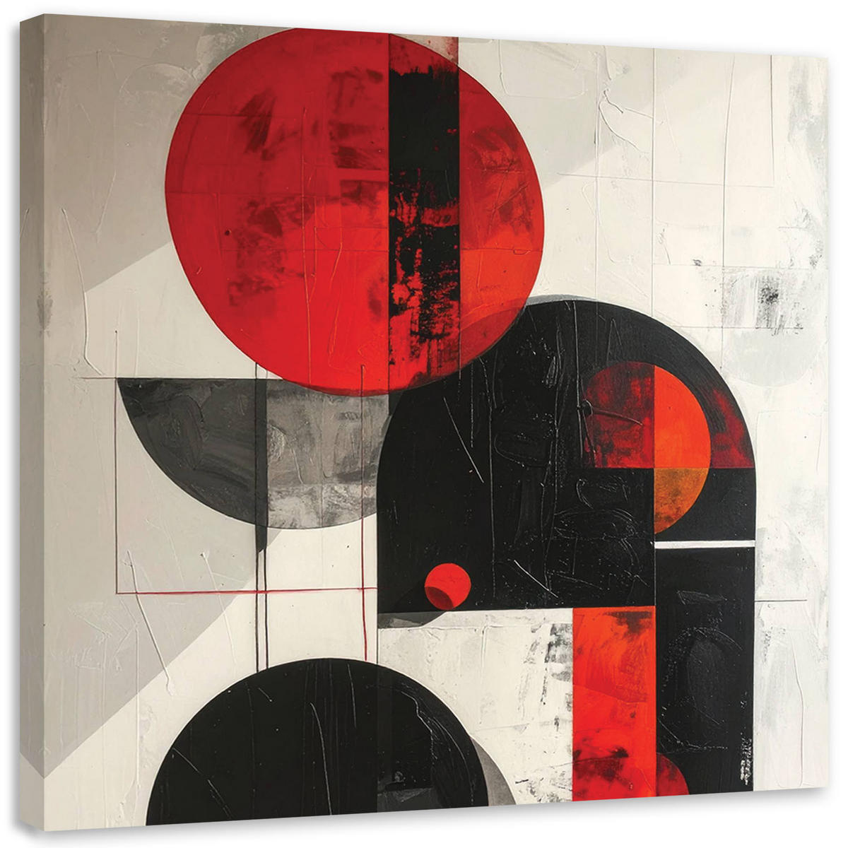 LEINWANDBILD 3D und geometrisch 60x60cm - Rot, Textil (60/60cm) - Feeby