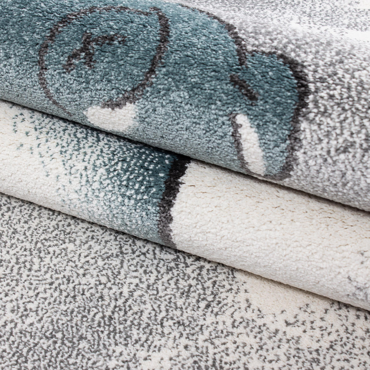 KINDERTEPPICH Bär Polypropylen gewebt saugroboter Kurzflor Kinderzimmer Blau Rechteckig 140x200 - Blau, Textil (140/200cm) - KADIMA DESIGN