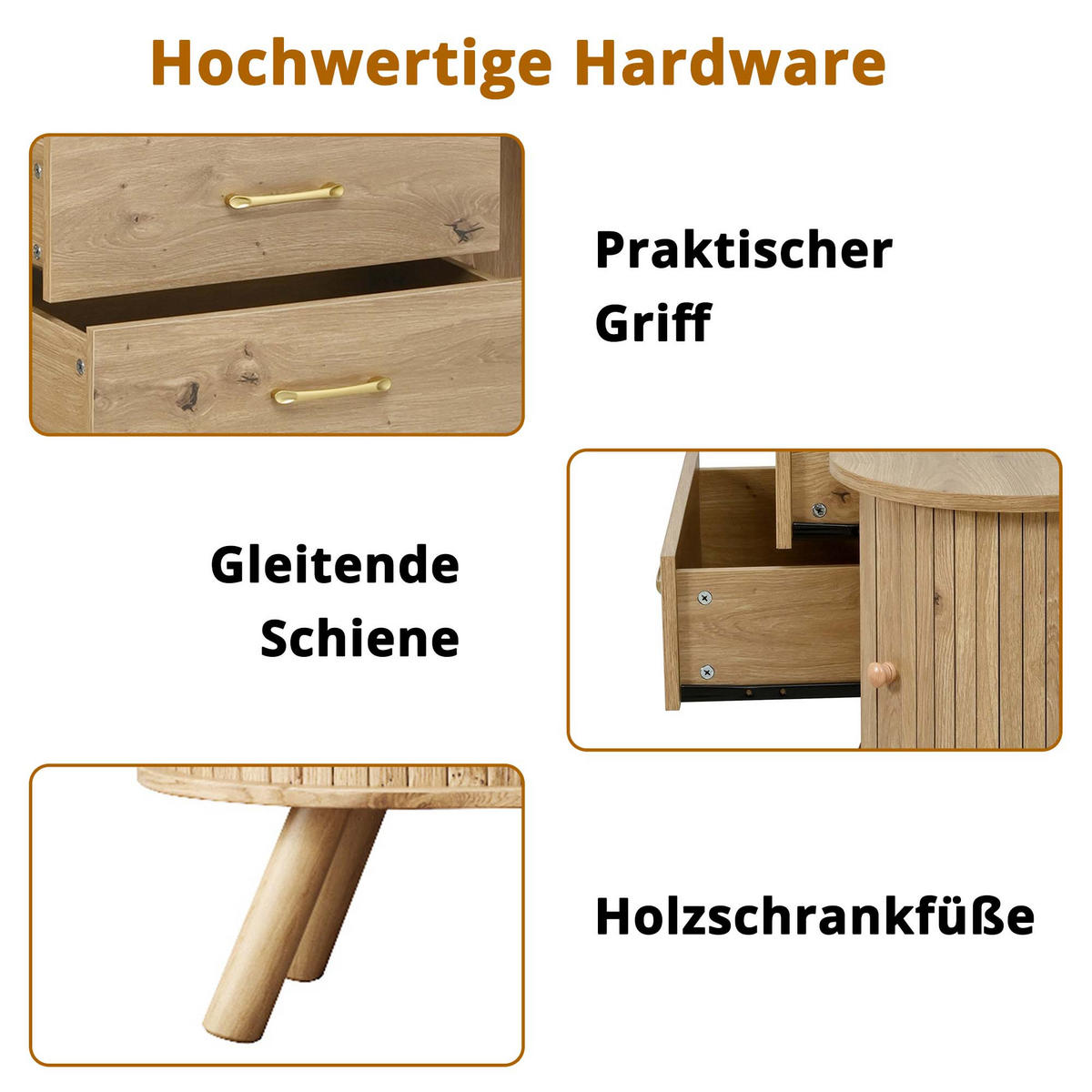 TV-SCHRANK Skandi Holzoptik Schiebetüren Schubladen MDF - Naturfarben, Holzwerkstoff (36.5/55/160cm) - FLIEKS
