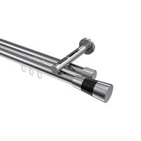 INNENLAUF-GARDINENSTANGEN-SET Siteno Tanara 480 cm (geteilt in 3 x 160 cm), 2-läufig, 20 mm Ø Chrom - Chromfarben/Schwarz, Metall (480cm) - INTERDECO